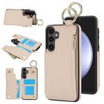 Per Samsung Galaxy S23 FE 5G RFlD Custodia antifurto con cerniera a doppia fibbia e anello per telefono cellulare (bianco)