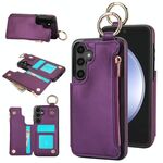 Per Samsung Galaxy S23 FE 5G RFlD Custodia antifurto per telefono con doppia fibbia e cerniera (viola scuro)