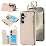 Per Samsung Galaxy S24+ 5G RFlD Custodia antifurto con cerniera a doppia fibbia e anello per telefono cellulare (bianco)