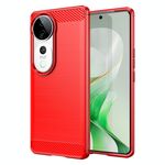 Per vivo S19 Pro Custodia per telefono in TPU con fibra di carbonio e texture spazzolata (rosso)