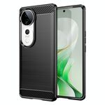 Per vivo V40 5G Custodia per telefono in TPU con fibra di carbonio e texture spazzolata (nero)