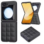 Per Samsung Galaxy Z Flip6 Custodia per telefono con cover posteriore in pelle a forma quadrata (nero)