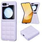 Per Samsung Galaxy Z Flip6 Custodia per telefono con cover posteriore in pelle a forma quadrata (viola)