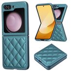 Per Samsung Galaxy Z Flip6 Custodia per telefono con cover posteriore in pelle a forma di rombo (verde)