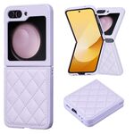 Per Samsung Galaxy Z Flip6 Custodia per telefono con cover posteriore in pelle a forma di rombo (viola)