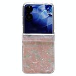Per Xiaomi Mix Flip Custodia per telefono con texture a conchiglia perlescente in tre pezzi (rosa verde)