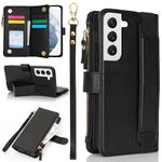 Per Samsung Galaxy S22 5G Custodia da polso con cerniera RFID in pelle per telefono (nero)