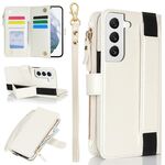 Per Samsung Galaxy S22 5G Custodia per bracciale con cerniera RFID in pelle per telefono (bianco)