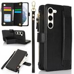 Per Samsung Galaxy S23 5G Custodia per braccialetto con cerniera RFID in pelle per telefono (nero)