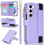 Per Samsung Galaxy S23 5G Custodia da polso con cerniera RFID in pelle per telefono (viola)