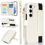 Per Samsung Galaxy S23 5G Custodia da polso con cerniera RFID in pelle per telefono (bianco)