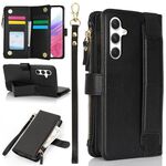 Per Samsung Galaxy S24 5G Custodia da polso con cerniera RFID in pelle per telefono (nero)