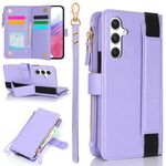 Per Samsung Galaxy S24 5G Custodia da polso con cerniera RFID in pelle per telefono (viola)
