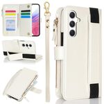 Per Samsung Galaxy S24 5G Custodia da polso con cerniera RFID in pelle per telefono (bianco)