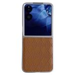 Per Xiaomi Mix Flip Custodia per telefono in pelle a scacchi a forma di diamante con vernice perlescente (marrone)