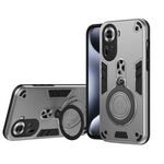 Per OPPO Reno11 Global Metal Ring 360 gradi girevole staffa PC + TPU custodia per telefono (grigio argento)