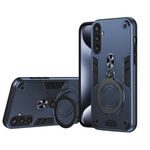 Per Samsung Galaxy S23 FE 5G Custodia per telefono in TPU ibrido per PC con supporto girevole a 360 gradi e anello in metallo (blu navy)