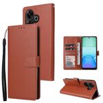 Per Xiaomi Redmi 13 4G Custodia in pelle con flip orizzontale multifunzionale con tre slot per carte (oro rosa)