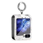 Per Samsung Galaxy Z Flip6 Colorful Clouds Series Custodia per telefono PU portatile ad anello (bianco)