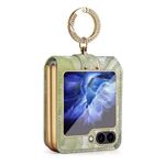 Per Samsung Galaxy Z Flip6 Colorful Clouds Series Custodia per telefono PU portatile ad anello (verde)