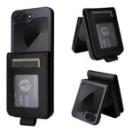 Per Samsung Galaxy Z Flip6 5G Custodia multifunzionale in pelle con chiusura orizzontale con tre slot per schede (Nero)