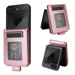 Per Samsung Galaxy Z Flip6 5G Custodia in pelle multifunzionale orizzontale con tre slot per carte (oro rosa)
