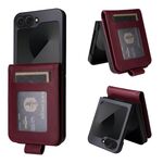 Per Samsung Galaxy Z Flip6 5G Custodia in pelle multifunzionale orizzontale con tre slot per carte (rosso vino)