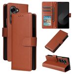 Per Samsung Galaxy Z Fold6 5G Custodia in pelle con flip orizzontale multifunzionale con tre slot per carte (marrone)
