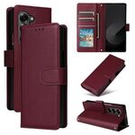 Per Samsung Galaxy Z Fold6 5G Custodia in pelle con flip orizzontale multifunzionale con tre slot per carte (rosso vino)