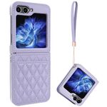 Per Samsung Galaxy Z Flip6 VIETAO Custodia per telefono con slot per schede in PU con trama rombica e cordino (viola)