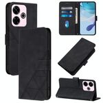 Per Redmi 13 4G / Note 13R Custodia a tracolla in pelle con stampa 3D (nera)