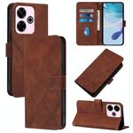 Per Redmi 13 4G / Note 13R Custodia a tracolla in pelle con stampa 3D (marrone)