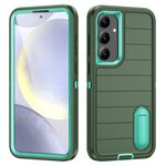 Per Samsung Galaxy S24 5G Defender Gen2 Rugged PC + custodia per telefono in silicone con supporto (verde scuro+ciano)