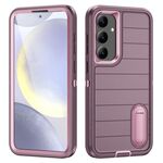 Per Samsung Galaxy S24 5G Defender Gen2 Custodia per telefono in silicone + PC resistente con supporto (viola + rosa chiaro)
