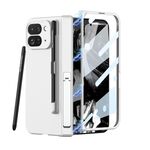 Per Google Pixel 9 Pro Fold GKK Custodia per telefono a ribalta magnetica integrata a copertura totale, penna inclusa (argento)