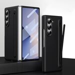 Per Samsung Galaxy Z Fold6 Custodia per telefono pieghevole con effetto pelle integrato e stilo capacitivo (nero)