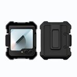 Per Samsung Galaxy Z Flip6 Custodia per telefono in pelle PU ibrida per PC con supporto a clip posteriore (nero)