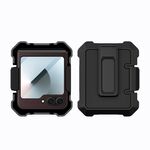 Per Samsung Galaxy Z Flip6 PC Hybrid PU Custodia in pelle per telefono con supporto a clip posteriore (marrone)