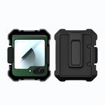 Per Samsung Galaxy Z Flip6 PC Hybrid PU Custodia in pelle per telefono con supporto a clip posteriore (verde)