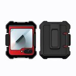 Per Samsung Galaxy Z Flip6 PC Hybrid PU Custodia in pelle per telefono con supporto a clip posteriore (rosso)