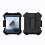 Per Samsung Galaxy Z Flip6 PC Hybrid PU Custodia in pelle per telefono con supporto a clip posteriore (blu)