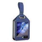 Per Samsung Galaxy Z Flip6 Custodia per telefono in pelle PU ibrida per PC galvanica con cinturino (blu)