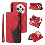 Per OPPO Reno12 F 5G Global Dual-color 9 Card Slots Zipper Wallet Custodia per telefono in pelle (rosso)