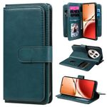 Per OPPO Reno12 F 5G Portafoglio multifunzione globale 10 slot per carte Custodia in pelle per telefono (verde scuro)