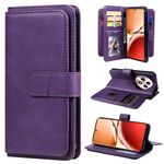 Per OPPO Reno12 F 5G Portafoglio multifunzionale globale 10 slot per carte Custodia in pelle per telefono (viola)