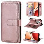 Per OPPO Reno12 F 5G Portafoglio multifunzione globale 10 slot per carte Custodia in pelle per telefono (oro rosa)