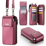 Per Samsung Z Fold Series CaseMe Me50 Mini Lanyard Borsa universale (rosso vino)