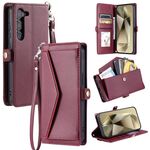 Per Samsung Galaxy S23+ 5G Portafoglio Multi-Slot per Carta Custodia per Telefono in Pelle (Rosso Vino)