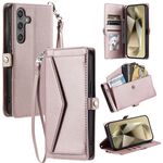 Per Samsung Galaxy S24 FE 5G Portafoglio Multi-Slot per Scheda Custodia in Pelle per Telefono (Oro Rosa)