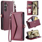 Per Samsung Galaxy S24 FE 5G Portafoglio Multi-Slot per Scheda Custodia in Pelle per Telefono (Rosso Vino)